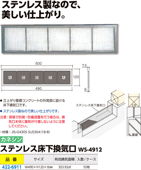 ステンレス床下換気口