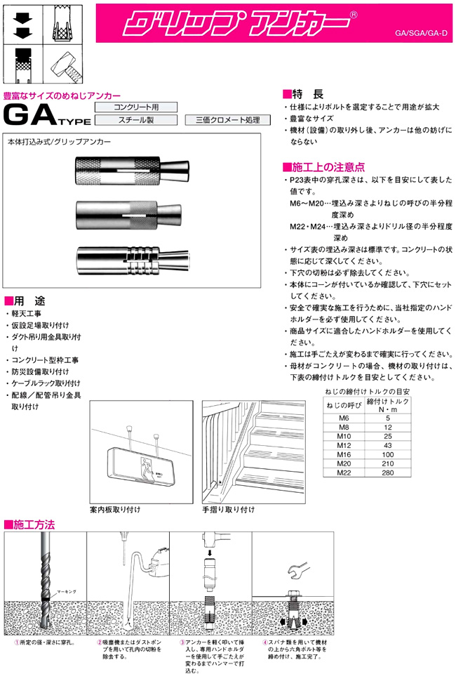 贈与 〈サンコーテクノ〉グリップアンカー スチールミリネジ GA-12M