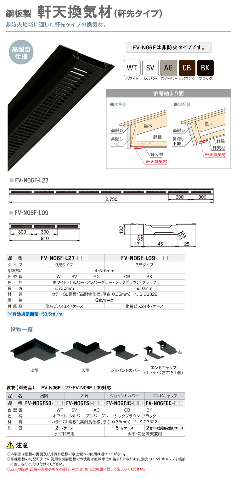 AL完売しました。 JOTO 鋼板製 軒天換気材 エンドキャップ FV-DE06EC-BK 2セット