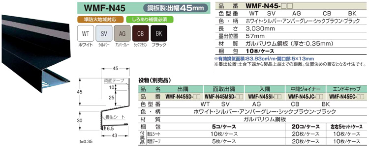 全ての JOTO 防鼠付水切り中間ジョイナー 樹脂製 ブラック WKA-2203-BK 30個