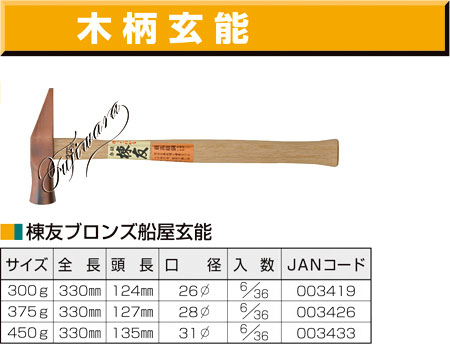 〔棟友〕ブロンズ船屋玄能