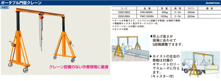 オンライン限定商品 スーパーツール 移動式ジブクレーン 容量