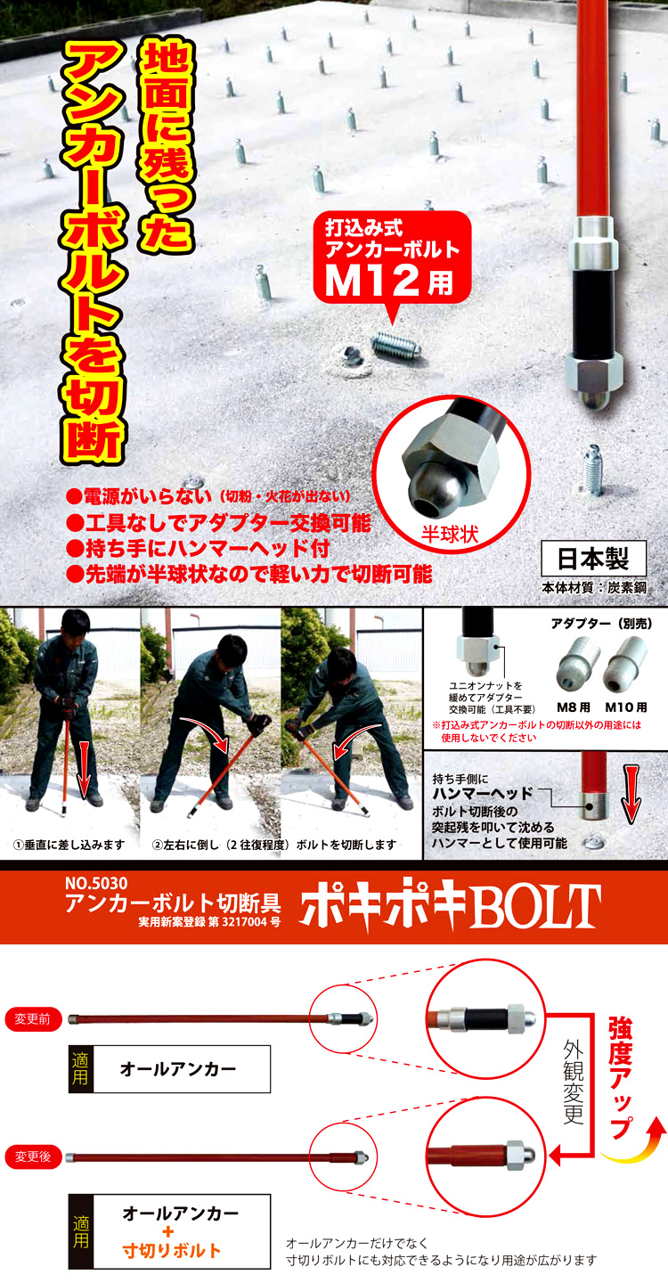 No.5030 アンカーボルト切断具「ポキポキBOLT」(改良型)