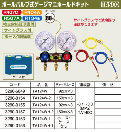 ボールバルブ式マニホールドキット(サイトグラス付)