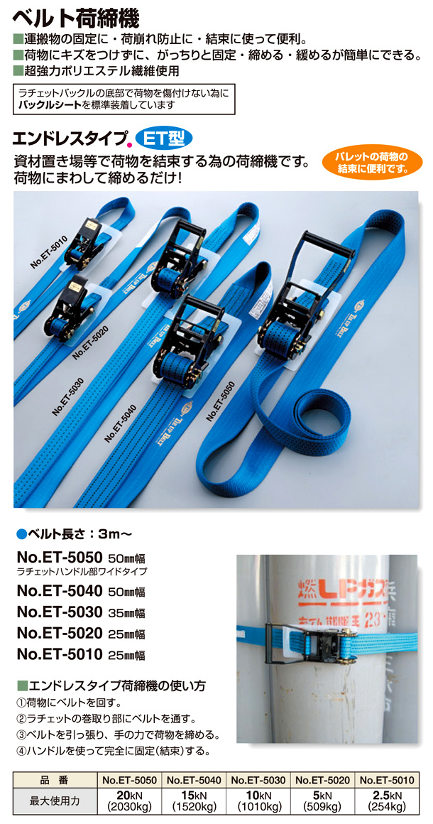 超人気 トラスコ中山 株 ＴＲＵＳＣＯ 強力型ベルト荷締機 ＳＵＳ金具 ５０ｍｍ幅 １０００ｋｇアイタイプ GX50S1000R 2278154 