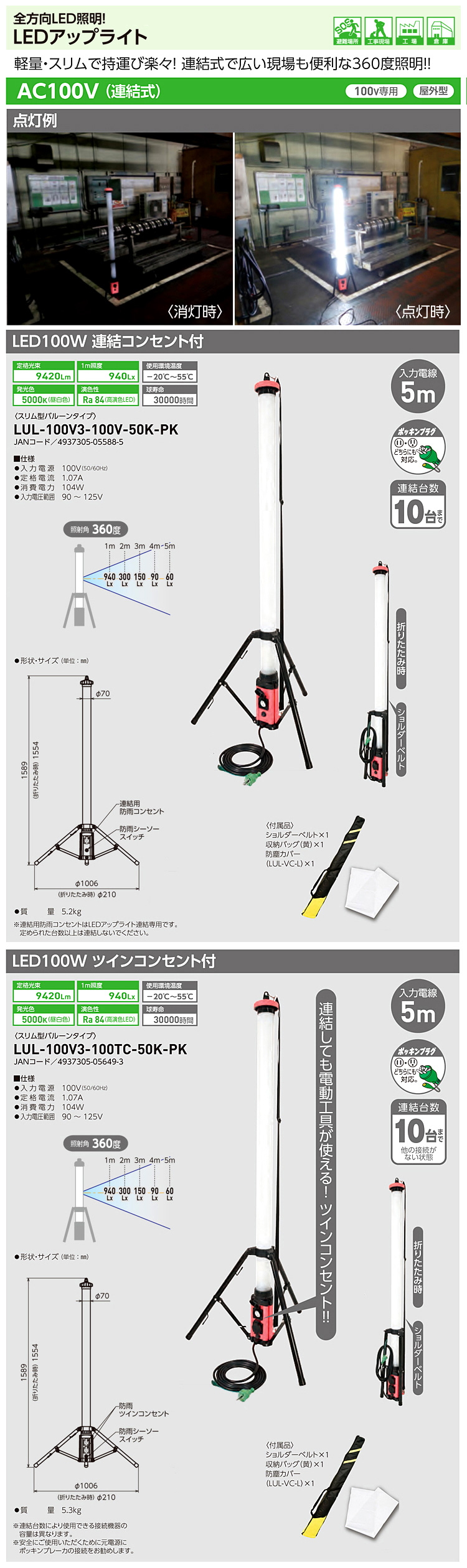 SALE／89%OFF】 日動工業 LEDアップライト ツインコンセント付 LUL-100TC-50K