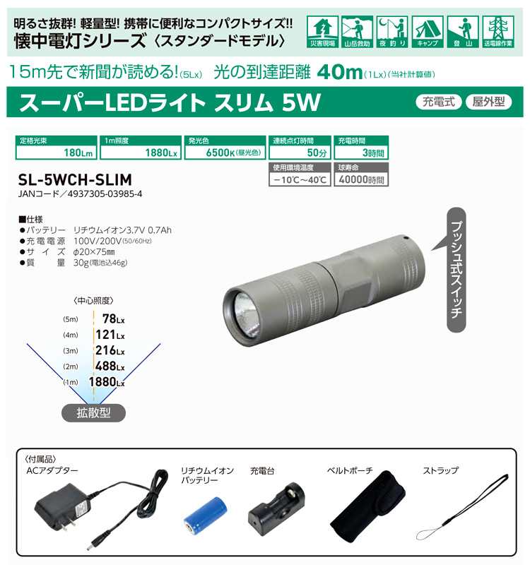 メーカー直売 日動工業 NICHIDO バッテリーライト充電式 蛍光灯タイプ BAT-20W-FL
