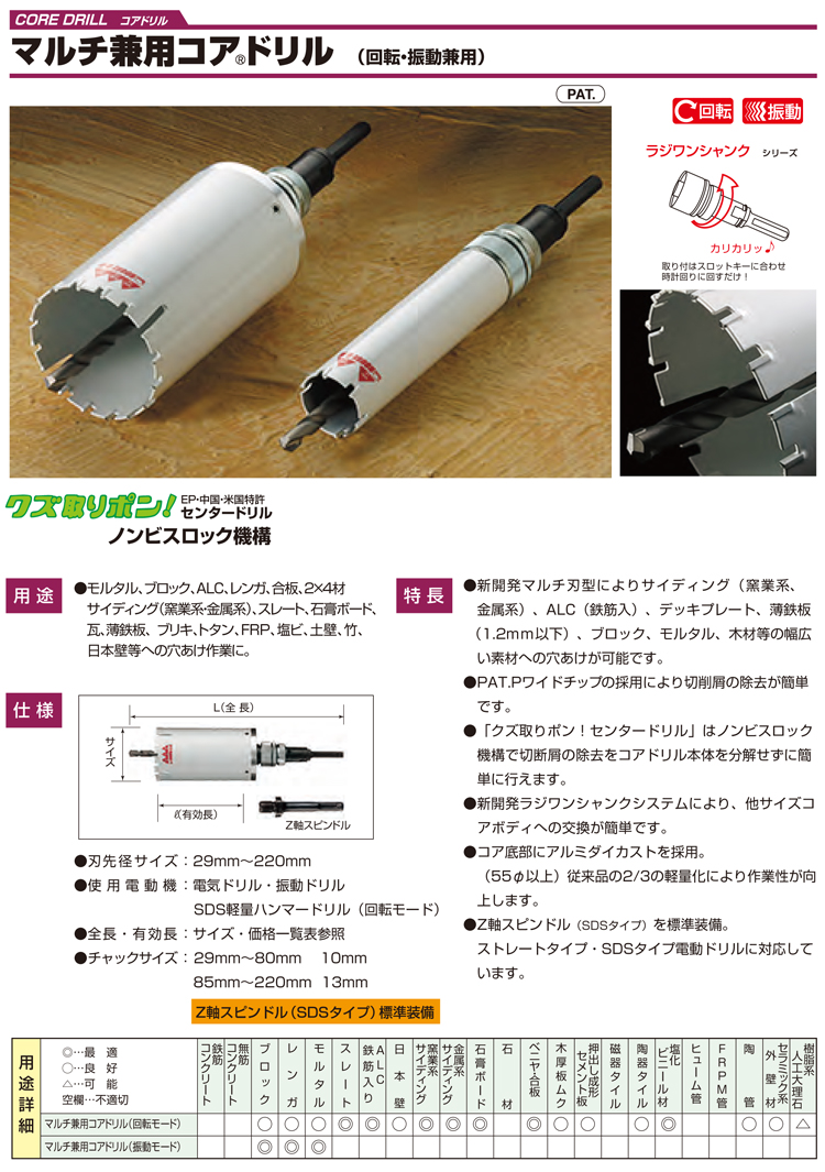 日本最大の ハウスビーエム ハウスＢ．Ｍマルチ兼用コアドリル 110mm MVC-110