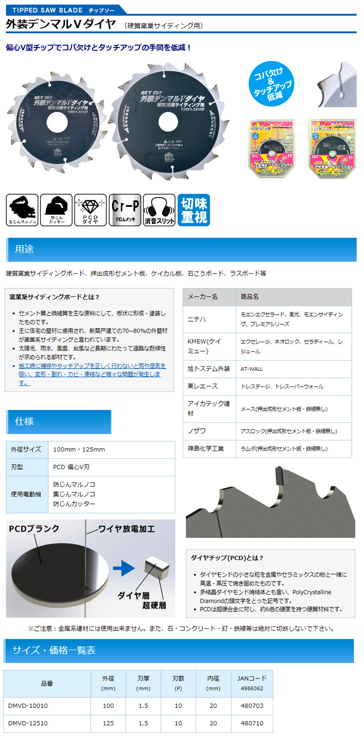 評判 ハウスBM ハウスビーエム DMVD-10010 外装デンマルVダイヤ 100X1.5X10P