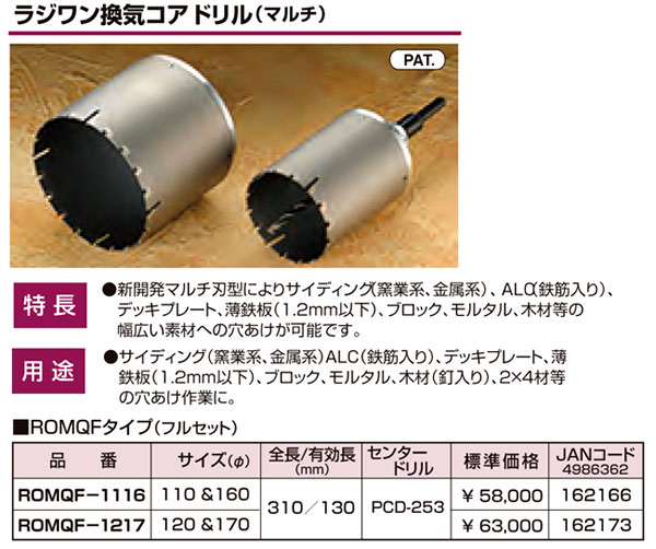 爆売り 正規品 ハウスBM KALH-166 換気コアドリル KALH ALC用 housebm バイク 車 自動車 自転車