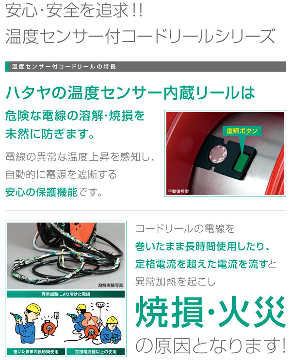 超激得爆買い ハタヤ サンタイガーコードリール ３０ｍ 漏電遮断器付 カウモール 通販 PayPayモール