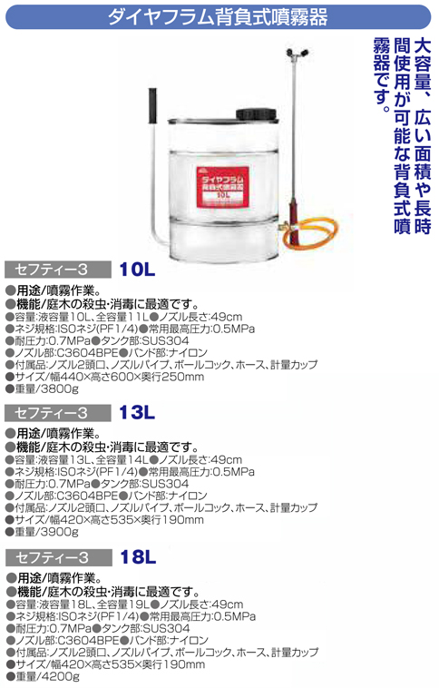 藤原産業 ダイヤフラム背負式噴霧器 13L [園芸機器 噴霧器 金属製噴霧器] 通販