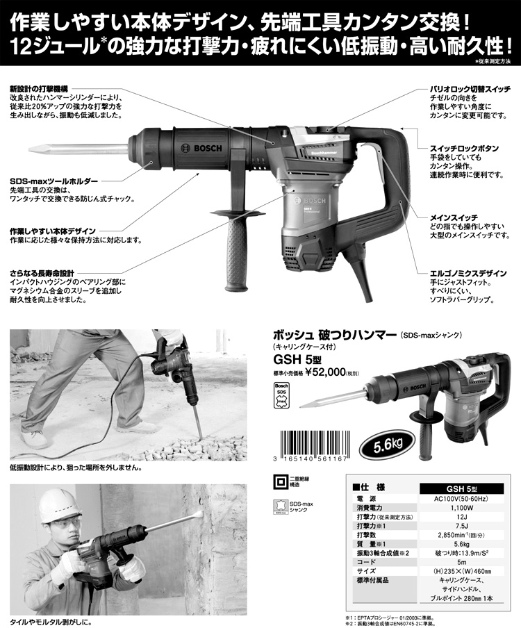 5.6kg破つりハンマー【SDS-maxシャンク】