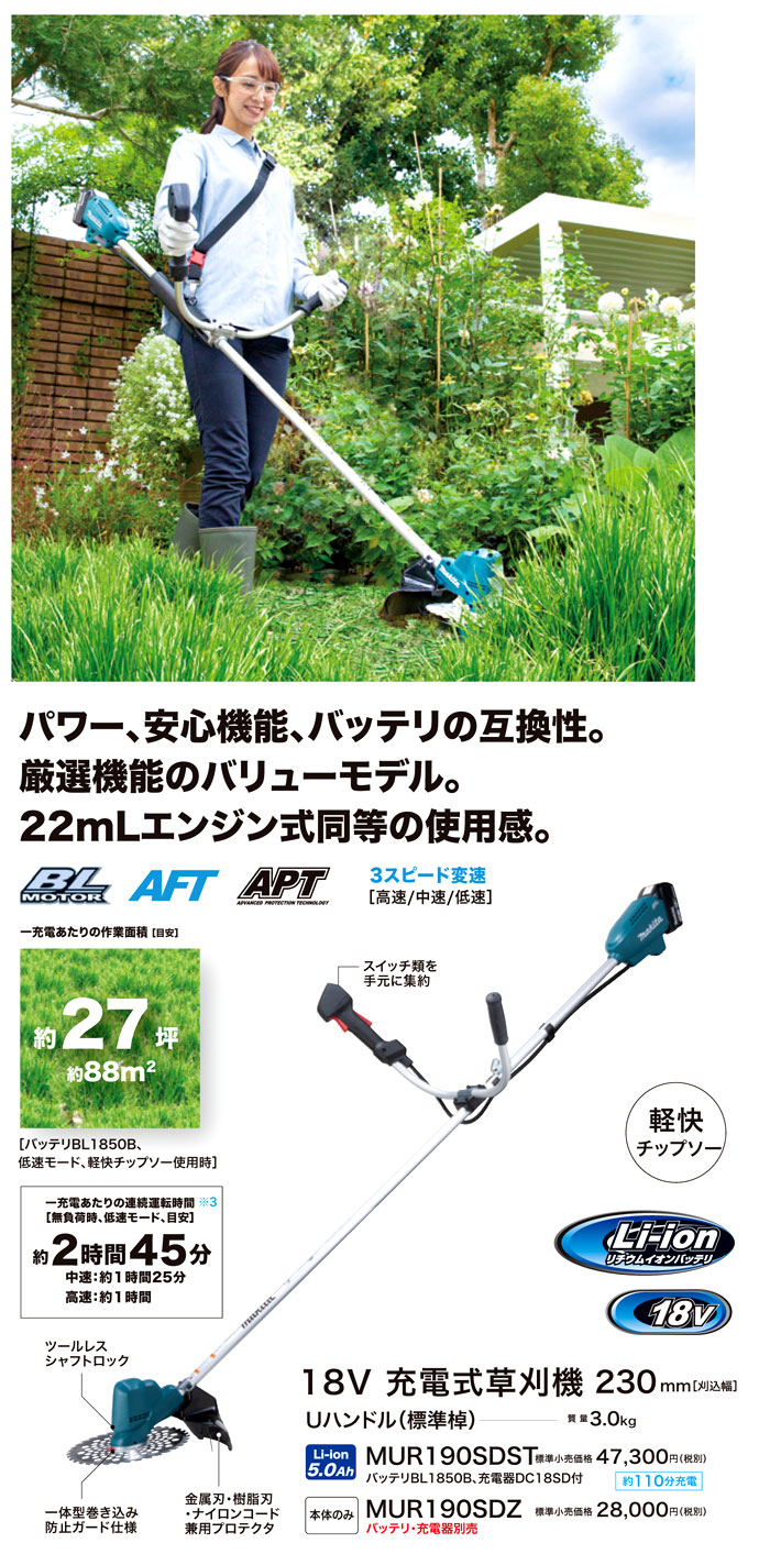 未使用 マキタ makita 18V 充電式芝刈機 フルセット 青 MLM160DRF