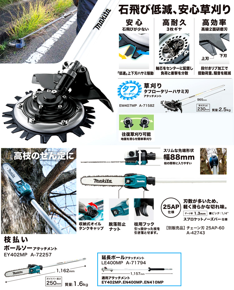 大規模セール makita マキタ スプリットアタッチメント カルチベータアタッチメント A-67309 KR401MP 耕うん幅220mm 充電式 スプリットモータ用 分割式