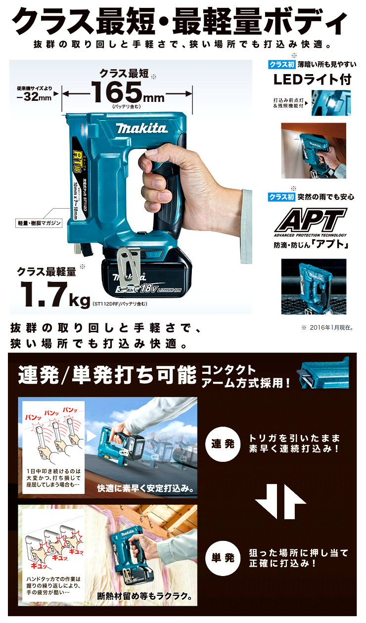 18V【6.0Ah電池付】RT線充電式タッカ