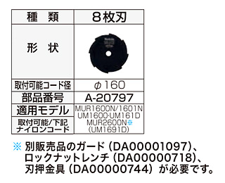 金属刃対応草刈機用8枚刃