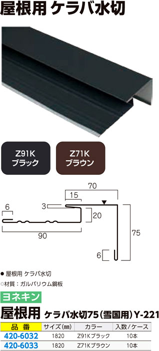 屋根用 ケラバ水切75（雪国用 ）